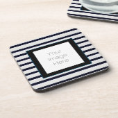 "Classic Blue Striped Dessous de verre - Cadeau pe (Côté gauche)