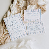 Classic Blue Striped Diaper Raffle Informatiekaartje