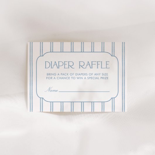 Classic Blue Striped Diaper Raffle Informatiekaartje