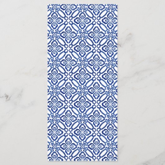 Classic Blue Tegels Citrus Sinaasappels Trouwdouch Menu (Achterkant)