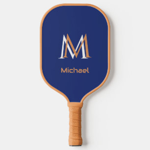 Classic Blue Unique Monogram Initiaal Name Pickleball Paddle