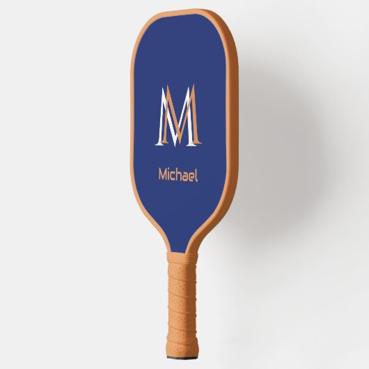 Classic Blue Unique Monogram Initiaal Name Pickleball Paddle (Links)