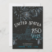 Classic Blue US 250 Years Fireworks Invitation (Devant)