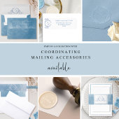 Classic Blue Waterverf Monogram Weddenschap Websit Informatiekaartje