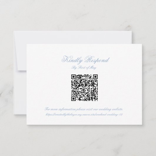 Classic Blue Wedding Monogram Crest QR RSVP Card (Devant)