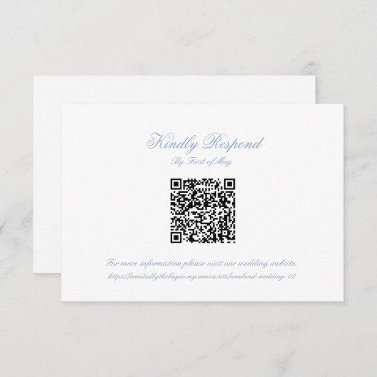 Classic Blue Wedding Monogram Crest QR RSVP Card (Devant / Derrière)