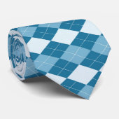 Classic Blue White Argyle Diamond Tartan Stropdas (Opgerold)