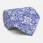 Classic Blue White Boho Chic Paisley Pattern Stropdas (Opgerold)