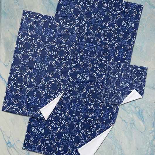  Classic Blue & White Mediterranean Azulejo Bad Handdoek