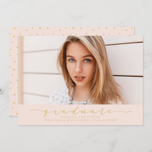 Classic Blush Afstuderen kondiging Aankondiging (Voorkant / Achterkant)