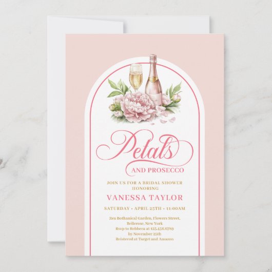 Classic blush and gold invite boho arch design kaart (Voorkant)
