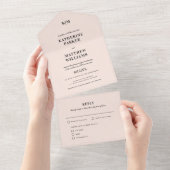 Classic Blush Pink Elegant Wedding All In One Uitnodiging (Afscheurbaar)