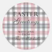 Classic Blush Pink Gray Plaid Pattern Label Sheet (Voorkant)