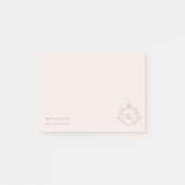 Classic Blush Pink Monogram Floral Crown Crest Post-it® Notes (Voorkant)