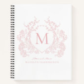 Classic Blush rose Floral Crest Monogramme Journal (Devant)
