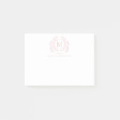 Classic Blush Roze Bloemen Crest Monogram Post-it® Notes (Voorkant)