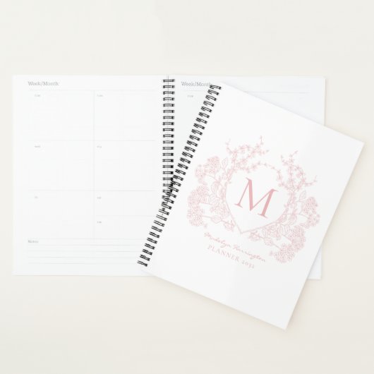 Classic Blush Roze  Bloemkam Monogram Planner (Display)
