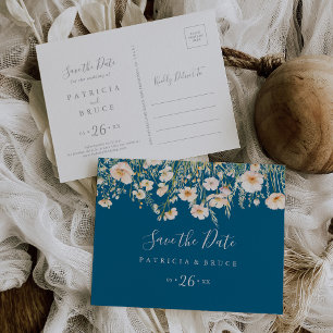 Classic Blush Wildflower Horizontal Bewaar de datu Briefkaart