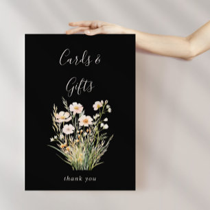 Classic Blush Wildflower Zwarte Kaarten en geschen Poster