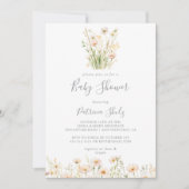 Classic Boho Blush Wildflower Baby shower Kaart (Voorkant)