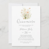 Classic Boho Blush Wildflower Quinceañera Kaart (Voorkant)