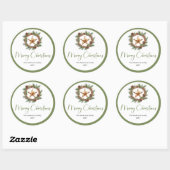 Classic Boho Neutral Color Christmas Round Sticker (Feuille)