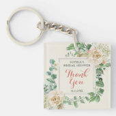 Classic Boho Roos Bloemen Vrijgezellenfeest Dank u Sleutelhanger (voorkant)