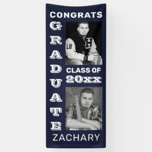 Classic Bold Photo Navy Blauw Afstuderen Spandoek