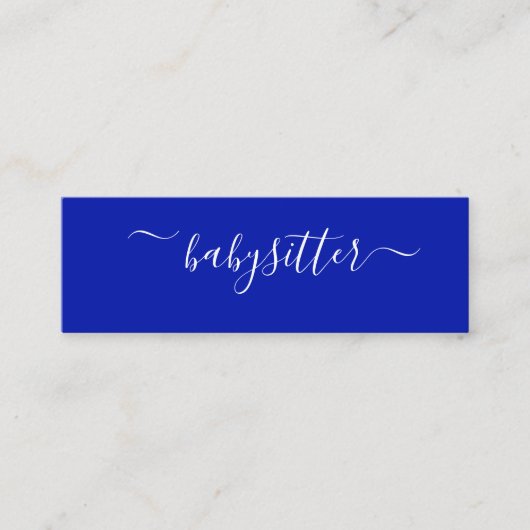 Classic Bold Zaffre|Navy Blue Nanny Babyzittend Mini Visitekaartje (Voorkant)