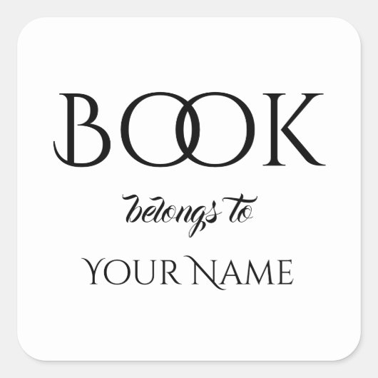 Classic Book behoort tot Jouw naam Square Sticker (Voorkant)