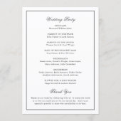 Classic Border Black and White Timeless Wedding Programma (Achterkant)
