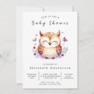 Classic Bossen Owl Baby shower Kaart