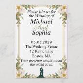 Classic Botanical Border Wedding Invitation Kaart (Voorkant)