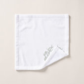 Classic Botanique Sage Vert Floral Crest Monogramm (Gant de toilette)