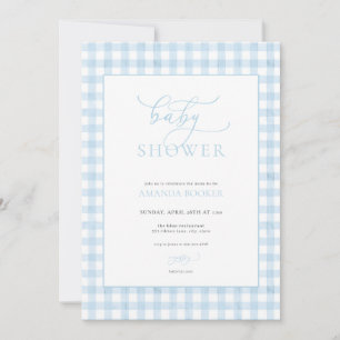 Classic Boy Blue En vichy Baby shower Invitation