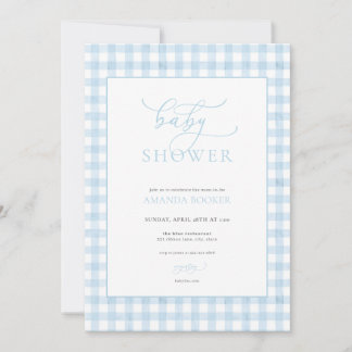 Classic Boy Blue En vichy Baby shower Invitation