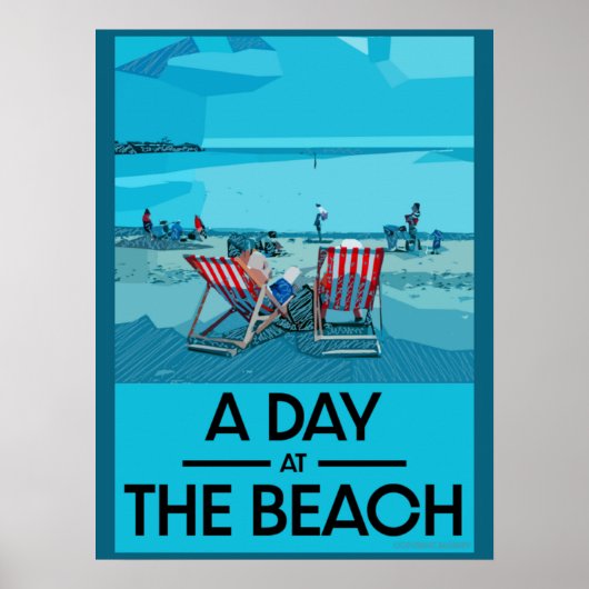 Classic British Beach Art British Sea Side Poster (Devant)