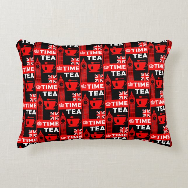 Classic British Tea Drinkers Cushion Accent Kussen (Voorkant)