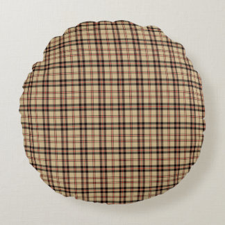 Classic Brown Beige Plaid Round Throw Pillow Rond Kussen