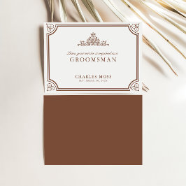 Classic Brown & Ecru Groomsman voorstel Kaart