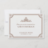 Classic Brown & Ecru Groomsman voorstel Kaart (Voorkant)