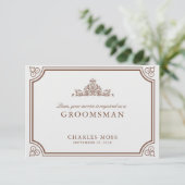 Classic Brown & Ecru Groomsman voorstel Kaart (Staand voorkant)