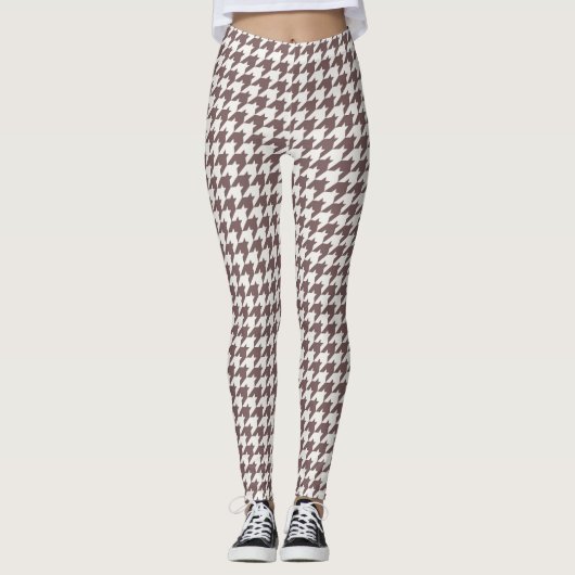 Classic Brown Houndstooth Motif Leggings (Devant)