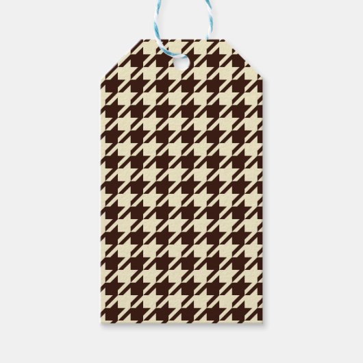 Classic Brown Ivory Pepita Houndstooth Patroon Cadeaulabel (Voorkant)