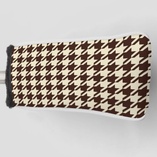 Classic Brown Ivory Pepita Houndstooth Patroon Golfheadcover (Voorkant)