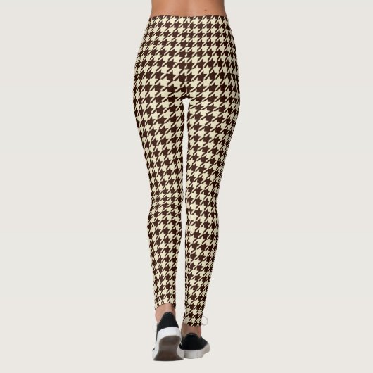 Classic Brown Ivory Pepita Houndstooth Patroon Leggings (Achterkant)