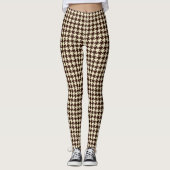 Classic Brown Ivory Pepita Houndstooth Patroon Leggings (Voorkant)