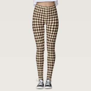 Classic Brown Ivory Pepita Houndstooth Patroon Leggings