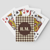 Classic Brown Ivory Pepita Houndstooth Patroon Pokerkaarten (Achterkant)