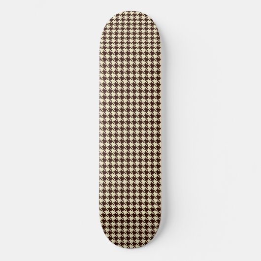 Classic Brown Ivory Pepita Houndstooth Patroon Skateboard (Voorkant)